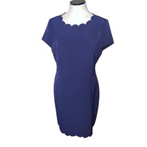 Maison Jules Womens Short Sleeve Scalloped Sheath Dress Navy Blue Size XL - $46.43