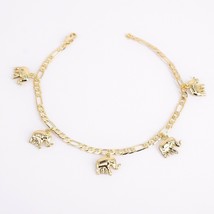 18k Layered real Gold Filled Anklet Bracelet With Elephants charms 10&quot; - $12.00