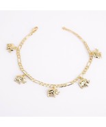 18k Layered real Gold Filled Anklet Bracelet With Elephants charms 10&quot; - $16.41 CAD