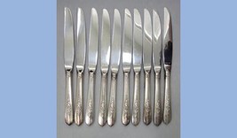 1939 LOT set of 10 NOBILITY PLATE &quot;ROYALTY ROSE&quot; DINNER KNIVES silverpla... - £62.40 GBP