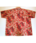 Pineapple Connection 2XB Hawiian Mens Shirt Red Floral Leaves Polyester - £13.23 GBP