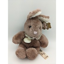 1985 VTG Gund Pudgy Bunny Rabbit Collar Stuffed Animal Plush Ear Filene&#39;s Tags - £13.12 GBP