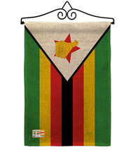 Zimbabwe Burlap - Impressions Decorative Metal Wall Hanger Garden Flag Set GS108 - £27.14 GBP