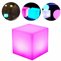 12 Inch Led Light Cube Stools Chair W/Remote Control 16 Rgb Colors Recha... - $68.39