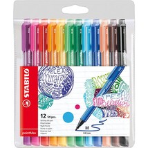Nylon Tip Writing Pen - STABILO pointMax - Wallet of 12 - Assorted Colors - £21.20 GBP