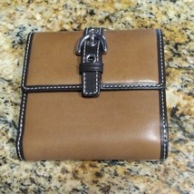 Coach Soft Tan Brown Leather Wallet W/ Silver Accent Credit Card Slot - $54.45