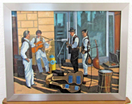 Original Robert Samick &quot;Streetside Musicians NYC&quot; Oil Painting Framed and Signed - £631.50 GBP