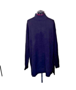 Halogen Sweater Black Women Turtleneck Side Split Size XL Wool And Cashmere - $109.89