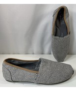 Bobs Shoes Womens 7.5 Flats Gray Canvas Slip On Shoes Plush Pine Cones S... - $15.83