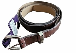 Ava &amp; Viv™ ~ Women&#39;s 2XL ~ BROWN ~ Solid Pattern Belt ~ Silver Square Bu... - $14.96
