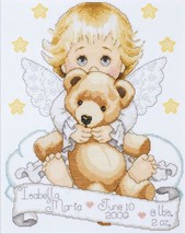 DIY Tobin Angel with Bear Baby Birth Record Gift Counted Cross Stitch Ki... - £18.38 GBP