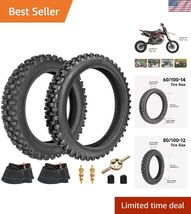 60/100-14 2.50-14 + 80/100-12 3.00-12 Tire and Inner Tube for 90cc 110cc... - $124.13