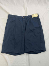 Haggar Mens Regular Fit Flat Front Chino Shorts Navy Blue Lightweight Size 36 - £12.70 GBP