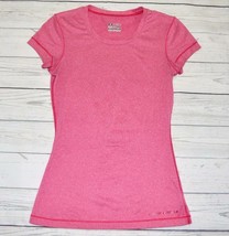 Womens X-Small XS UNDER ARMOUR Fitted Heatgear Crew Neck Athletic Top PINK - £7.69 GBP