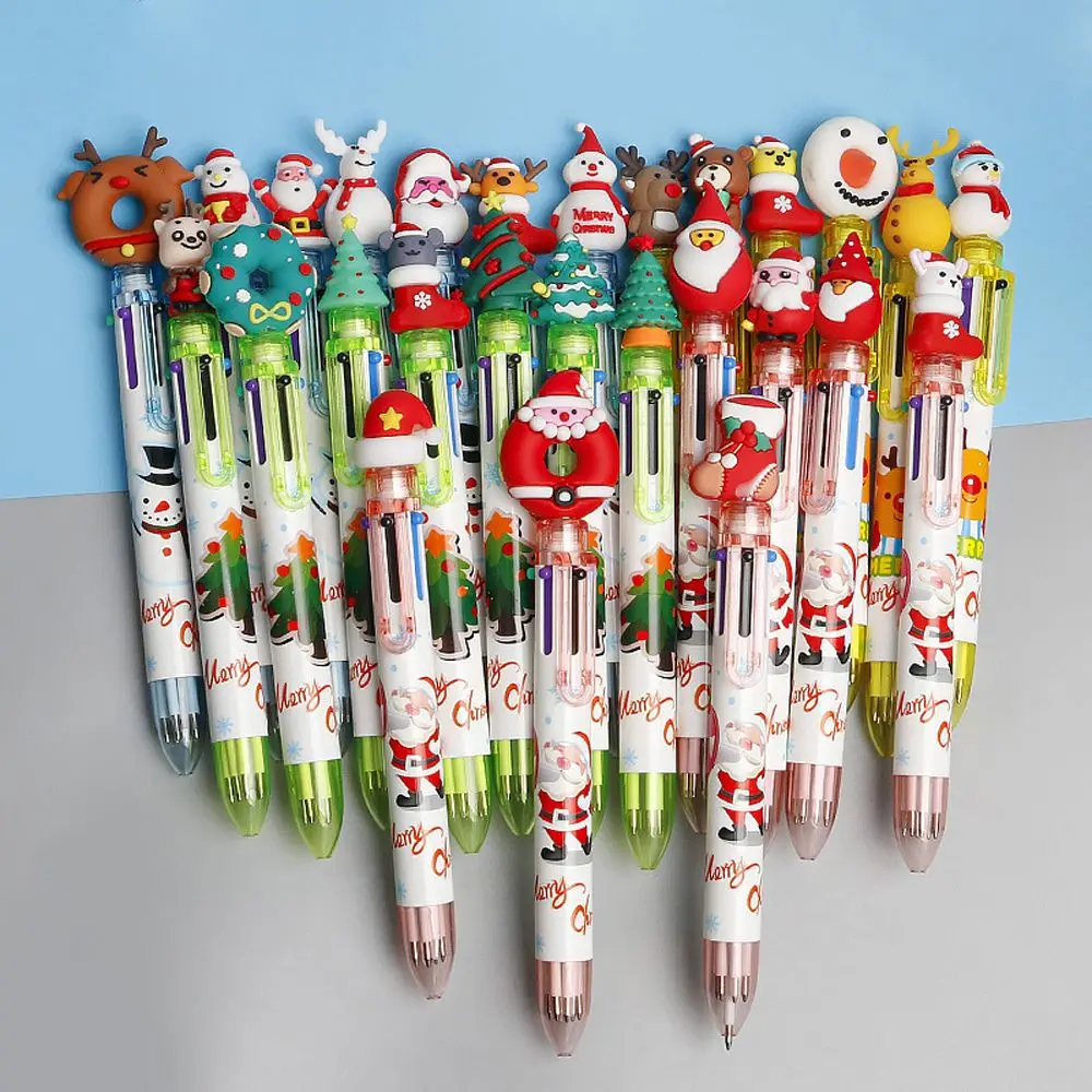 Play Cartoon Colorful Pen Santa Claus Xmas Tree Deer Ballpoint Pen Merry Christm - £23.09 GBP