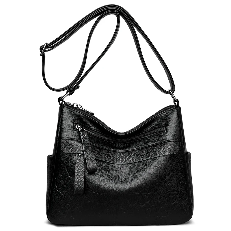 Leather tote bag for women large capacity handbag retro printed pattern female shoulder thumb200