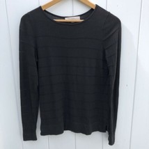Ann Taylor Loft Long Sleeve Shirt Top Black Striped Blouse Tee Small - £13.37 GBP