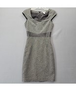 H&amp;M Women Dress Size 2 Gray Stretch Midi Preppy Knit Cap Sleeves Classic... - £12.05 GBP