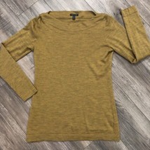 Eileen Fisher Heathered Mustard Merino Wool Knit Boat Neck Sweater EUC Size M - £28.13 GBP