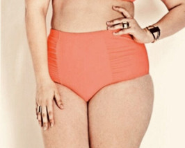 Brillante Neón Coral Talle Alto Fruncido Braguita Bikini Talla Grande 3X... - £9.34 GBP