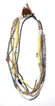 Multi-Strand Beaded Necklace Bohemian Style Colorful Faceted Glass Seed Beads - £16.07 GBP