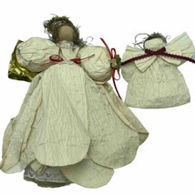 Paper Angel Tree Topper &amp; Paper Angel Ornament Vintage 1991 Folk Country Rustic - $14.48