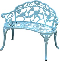 The Kai Li Garden Bench In Light Blue Is Made Of Metal And Aluminum, And Patios. - £115.00 GBP