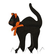 Cranston Halloween Shelf Sitter Black Cat Cut and Stuff Fabric Panel Plush Kitty - £10.13 GBP