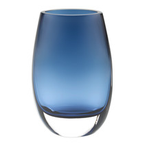 8 Mouth Blown Crystal Oval Thick Midnight Blue Walled Vase - £114.90 GBP