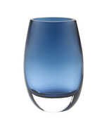 8 Mouth Blown Crystal Oval Thick Midnight Blue Walled Vase - £115.75 GBP