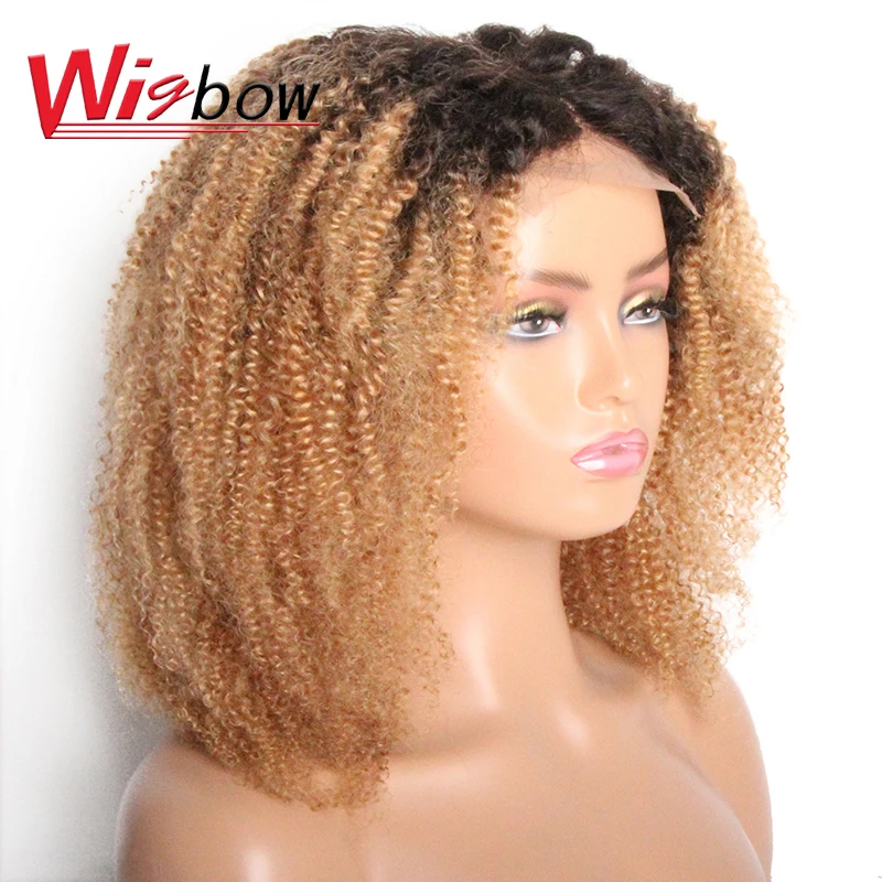 Short Human Curly Wigs Ombre Human Hair 4x4 Closure Wig For Women Brazilian Hair - £37.62 GBP+
