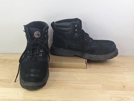 Brahma Men&#39;s Black Suede Sz 13 Work Steel Toe Boots Lace Up Slip Resistant - £39.11 GBP