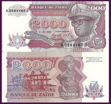 Zaire P36, 2,000 Zaires, Mobutu / platform fishing with net, caring of w... - $3.66
