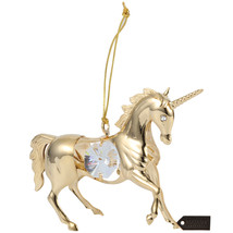 Matashi 24K Gold Plated Crystal Studded Unicorn Ornament Christmas Gift for Mom - £15.97 GBP