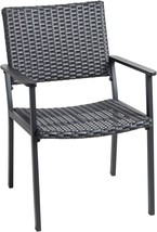 Metal Frame, Black All Weather Wicker C-Hopetree Outdoor Dining Chair For - £83.09 GBP