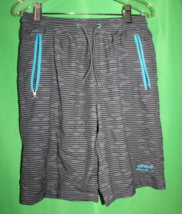 Boys Eddie Bauer Gray Stripes Pattern Swim shorts Size Youth Kids Medium... - $19.79