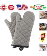 Stylish 13 Inch Heat Resistant Oven Mitts Set – Flame Safe Grey Kitchen ... - $350.61 MXN