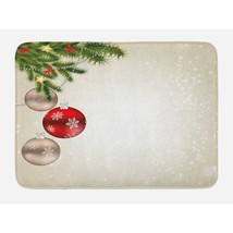 Christmas Bath Mat, Abstract Celebration Balls Coniferous Tree Branches ... - $37.99