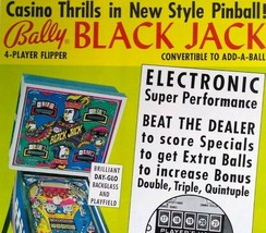 Black Jack Pinball FLYER Original Game Artwork Sheet 1977 Playing Cards ... - $51.30