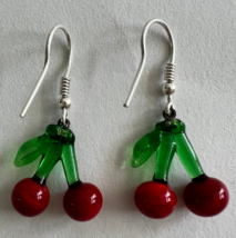 Murano Glass, Handcrafted Unique Jewelry, Cherry Earrings, 925 Sterling ... - $27.96