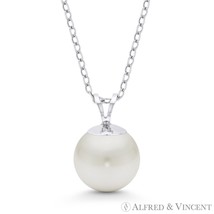 Freshwater Cultured Round White Pearl 14k White Gold Solitaire Necklace ... - $90.08+