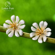 Delicate Wild Flower Stud Earrings New Arrival Real 925 Sterling Silver Earrings - £27.07 GBP