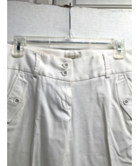 LL Bean Womens Sz 2 White Capri Pants Cuffed hem 0 HCR3 Pockets Flap - £13.32 GBP