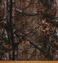Fleece Realtree Camouflage Hunting Trees Woods Brown Fabric by the Yard A508.68 - £10.37 GBP
