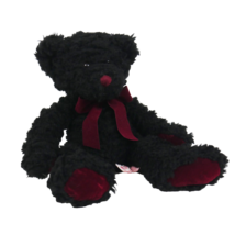 Russ Black Plush Poly Bean Filled Sebastian Red Paw Pads and Red Velvet Bow  - £14.91 GBP