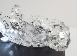 Vintage Deep Cut Clear Crystal Scalloped Edge Candy Dish with 2 Ring Han... - £10.21 GBP