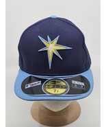 Tampa Bay Rays MLB New Era Diamond Era 59FIFTY Fitted Hat Sz 7-1/8 Cap Blue NEW - £26.43 GBP