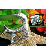 Dolphin Porpoise Brooch Pin Earrings Set Sterling Silver NWF Airess - £47.12 GBP