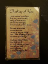 Thinking of You Wallet Card Heartwarmers Keepsake Inspirational Verse Poem - $19.79