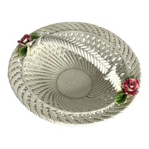 Vintage Italian Ceramic Basket with Roses – 11” x 6” - $873.38 MXN